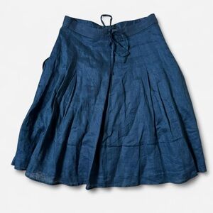 Banana republic 100% linen navy metallic pleated skirt